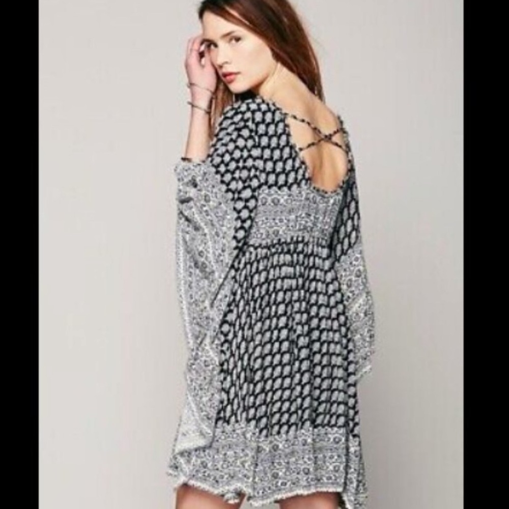 Free People Heart of Gold Mini Dress Bohemian Festival Boho Floral